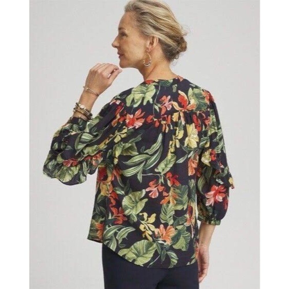 Chico's Island Orchid Ruffle Sleeve Blouse Chico's 1 (Medium / US 8)